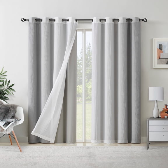 Junvictex Grey Blackout Window Curtains Stylish and Functional, Perfect for Bedroom,52"Wx63"L,4pcs