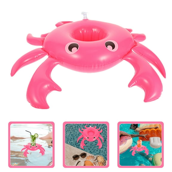 MLINS 2pcs Pool Floating Cup Holder Decorative Cartoon Crab Shape Cup Coaster Inflatable Cup Mat