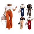 thumbnail image 4 of Women Corduroy Flared Pants Stretch Bootcut Bell Bottom Trousers, 4 of 4
