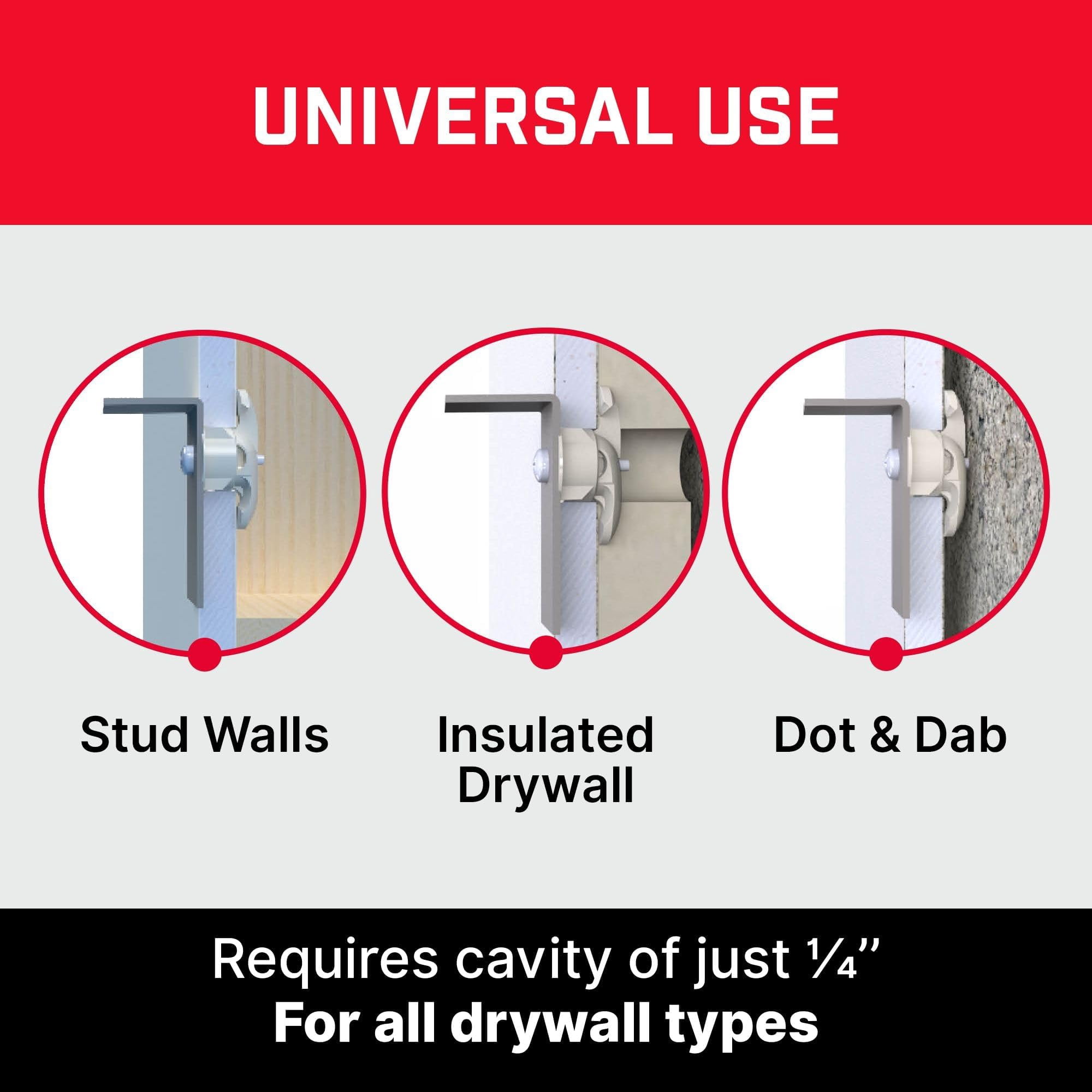 Universal Heavy Duty Drywall Anchors - 96 Pack, Holds up to 255lbs, Heavy Duty Wall Anchors for Drywall for Stud & Hollow Cavity with Screws Kit