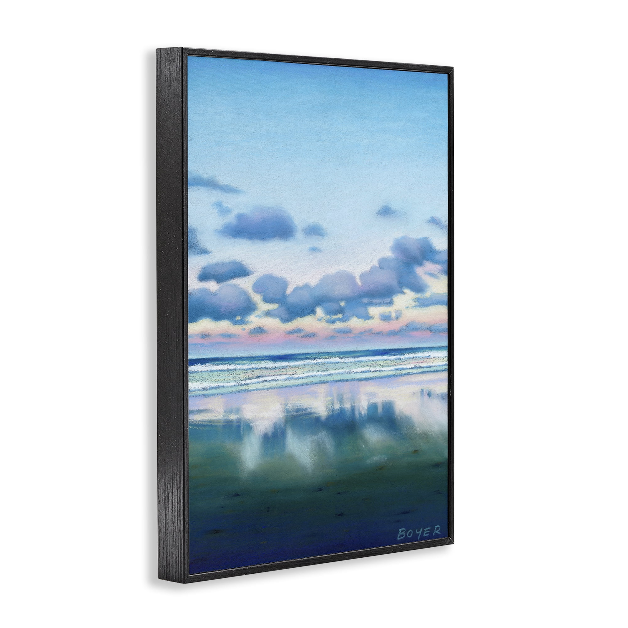 Stupell Industries Pretty Azure Cloud Reflection Black Framed Giclee Art, design by Susy Boyer