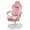 Pink White, variant on Brezey Ergonomic Gaming Chair with Footrest & Headrest Lumbar Support, Height Adjustable Swivel Office Chair Leather High Back Computer Desk Chair Reclining Chair for Adults Kids, Pink