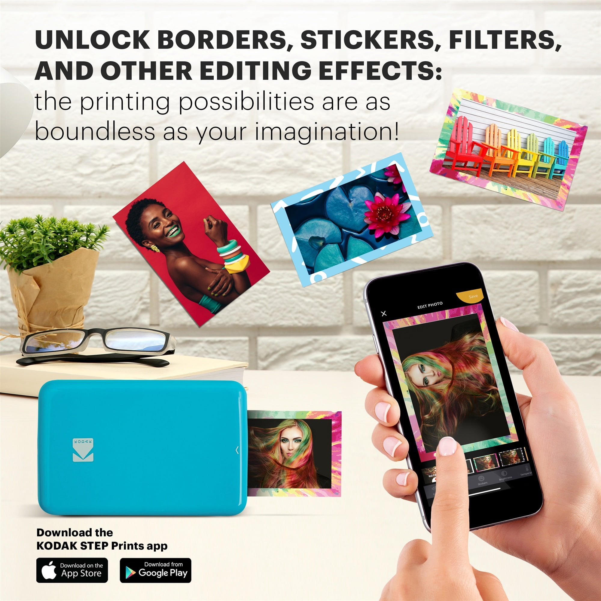 Kodak Step Instant Smartphone Printer with ZINK Zero Ink, Bluetooth, Includes 75 Sheets