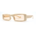 thumbnail image 2 of Womens Thin Narrow Rectangular Mod Sunglasses All Beige, 2 of 4
