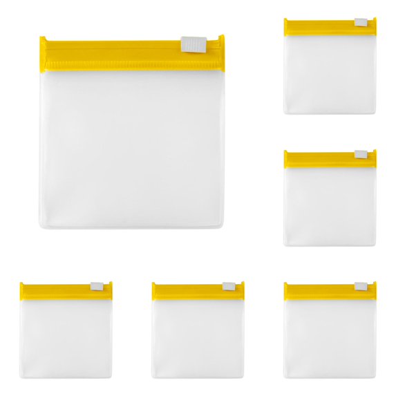 10Pcs Reusable Zippered Slide Lock Storage Bags for Small Items, Portable Leak Proof Travel Plastic Case for Jewelry Crafts Organizing, 3x3 Inch, Yellow, By VINOIC