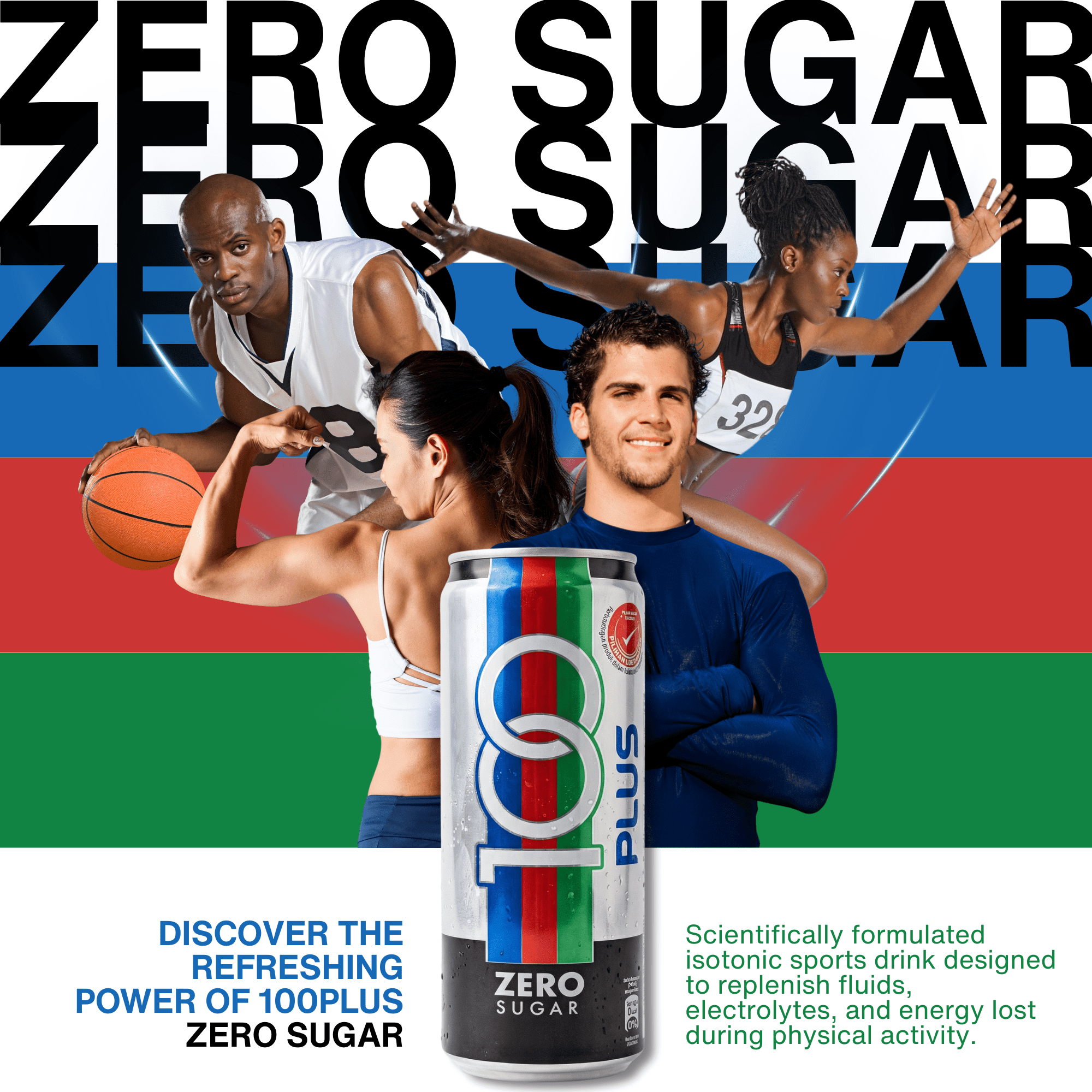100PLUS Zero Sugar Electrolyte Sports Drink – Isotonic Hydration & Instant Energy Support – Caffeine Free Carbonated Sports Drink for Workout Recovery & Daily Hydration, 11 Fl Oz (Pack of 18)