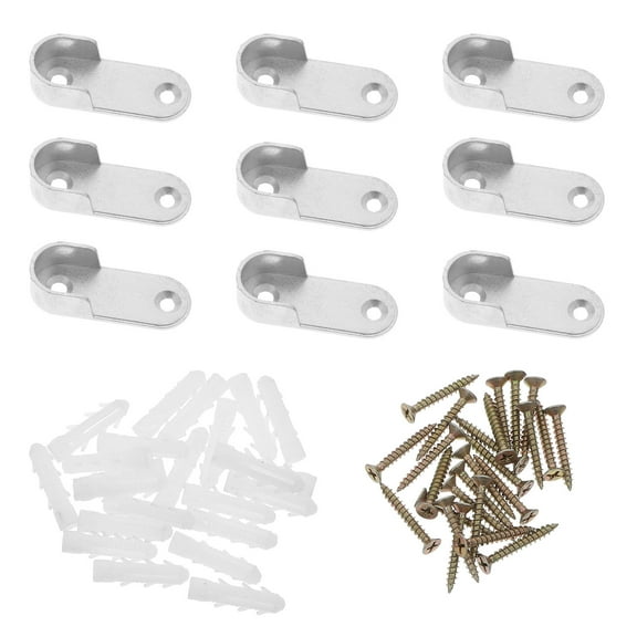 12pcs Closet Rod End Supports Wardrobe Hanging Rod Bracket Fittings Flanges Pole Sockets For Wardrobe Closet Polished Metal Rod Holders