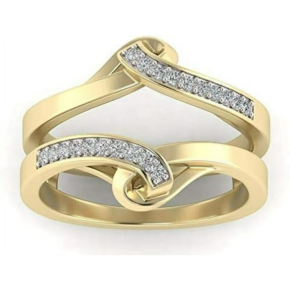 beryl_creation 925 Sterling Silver 1.20Ct Round White Diamond Ladies Anniversary Wedding Band Band Enhancer Double Guard 14K White Gold Finish