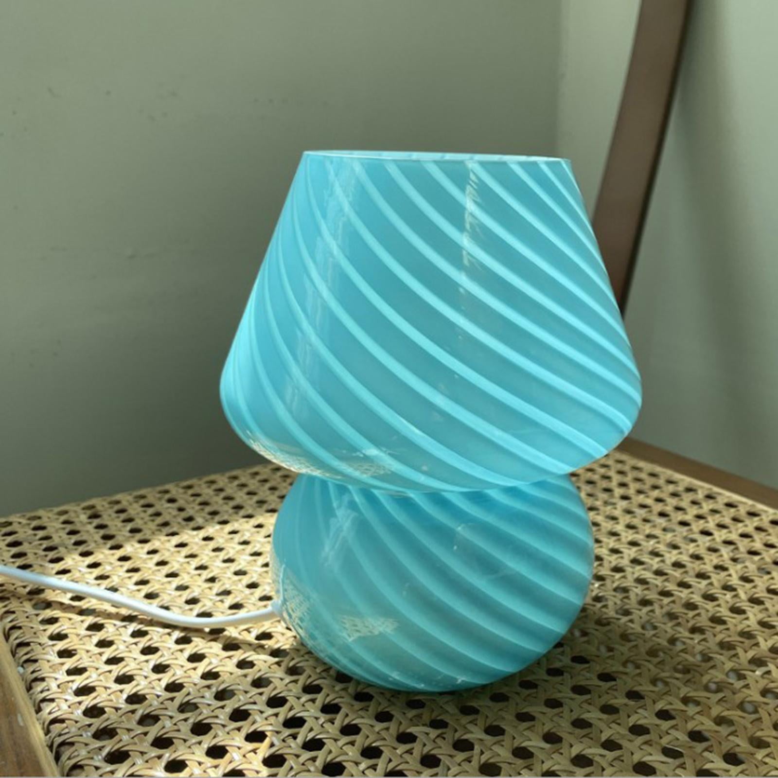 Mushroom Small Night Light Stripped Glass Bedroom Nightstand USB Table