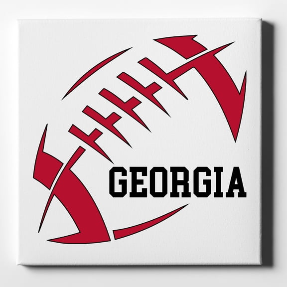 Georgia Football - Red, Black - 10" x 10" - Decorative Canvas Wall Art - White Edge - 5/8" Gallery Wrapped