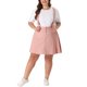 thumbnail image 1 of Agnes Orinda Women's Plus Size Adjustable Strap Jeans Suspender Cross Back Mini Denim A-Line Skirts Pink 3X, 1 of 6