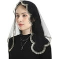 thumbnail image 3 of Bozidol Triangular Church Our Lady Short Veil - Embroidered Our Lady of Fatima Simple Short Triangle Church Wedding Veil, 3 of 5