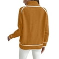 thumbnail image 6 of Fall Sweaters for Women Trendy Cute Cozy - Long Sleeve Colorblock Knitted Pullover Tops Caramel Color M, 6 of 7
