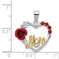 thumbnail image 2 of Sterling Silver Vermeil Red Flower & CZ Mom Pendant, 2 of 2