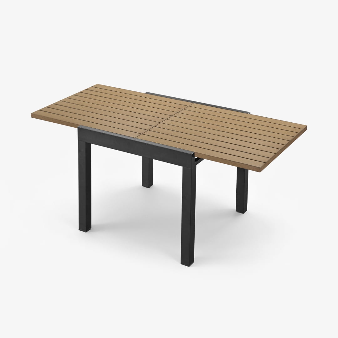 Expandable Aluminum Outdoor Patio Dining Table for 4-6, Extendable 32" to 64", Weather-Resistant, Teak