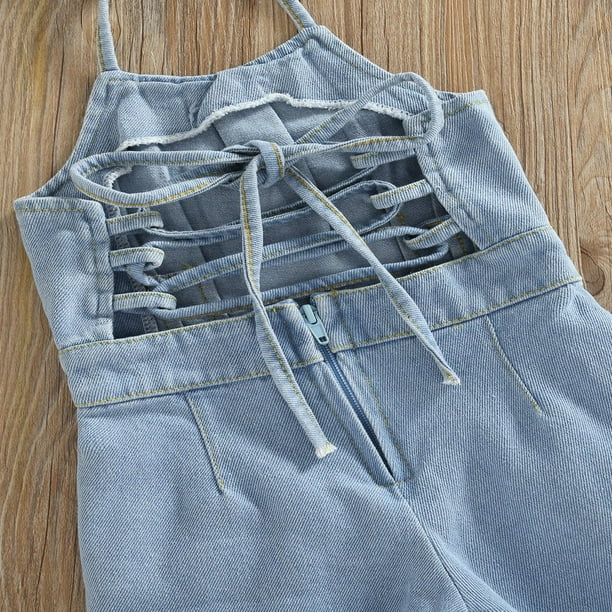 Toddler Baby Girl Denim Overalls Ripped Bell Bottoms Flare Jeans Overalls Strap Suspender Pants Outfit Blue 1 2 Years Walmart