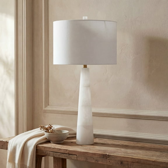 SAFAVIEH Delilah Alabaster Solid Glam 30 in. H Table Lamp, White