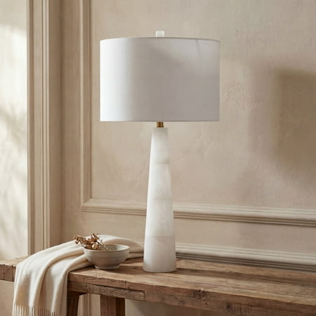 Safavieh Delilah 30 in 1-Lights Glam White Table Lamps with Alabaster Glass Solid Print Cylinder