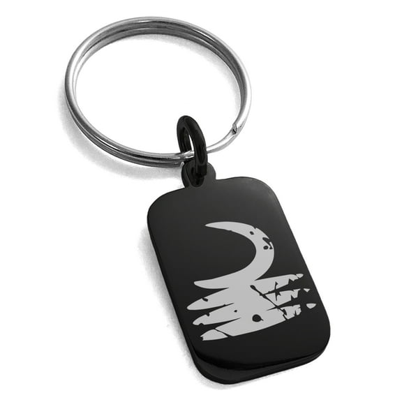 Stainless Steel Ancient Tribal Vigilance Rune Engraved Small Rectangle Dog Tag Charm Keychain Keyring