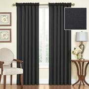Eclipse Samara Solid Color Blackout Rod Pocket Single Curtain Panel, Black, 42 x 84