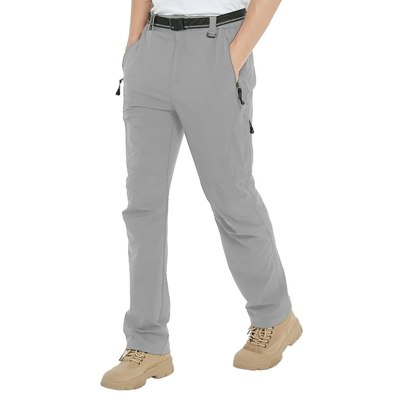 TBMPOY Men's Lightweight Hiking Pants Quick Dry Mountain Fishing Cargo  Outdoor Pants(03 thin Light Gray,us S) 
