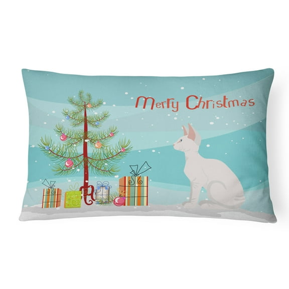 Carolines Treasures CK4802PW1216 Sphynx 3 Cat Merry Christmas Canvas Fabric Decorative Pillow, 12H x16W, multicolor