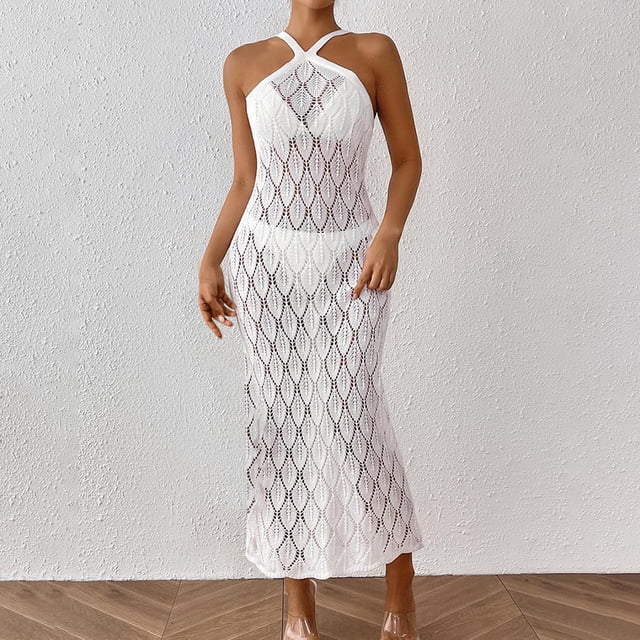 Ovzne Robes d'Été pour Femmes Robe Printemps/été Aguichant Dos Nu Découpe Feuille Lift Robe de Plage Robe pour Femmes Liquidation