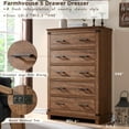 thumbnail image 5 of OKD Farmhouse 5 Drawers Dresser for Bedroom, Tall Chest of Drawers with Thick Plank Styling, Wood Rustic Closet Dresser for Bedroom, Living Room, Reclaimed Barnwood Color, 5 of 7