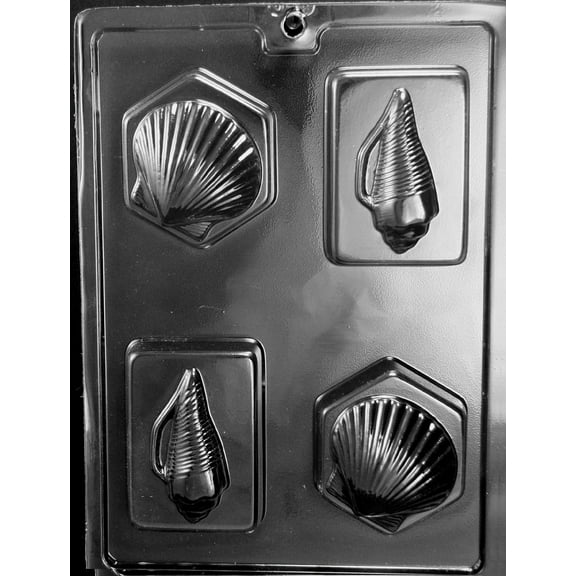 Grandmama's Goodies N058 Nautical Shell Bar Chocolate Candy Soap Mold with Exclusive Molding Instructions