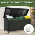 thumbnail image 3 of Uforic 200 Gallon Large Outdoor Rattan Deck Box, Storage Box with Storage Net & Movable Wheels for Patio Furniture, Garden Tools, Black, 3 of 9