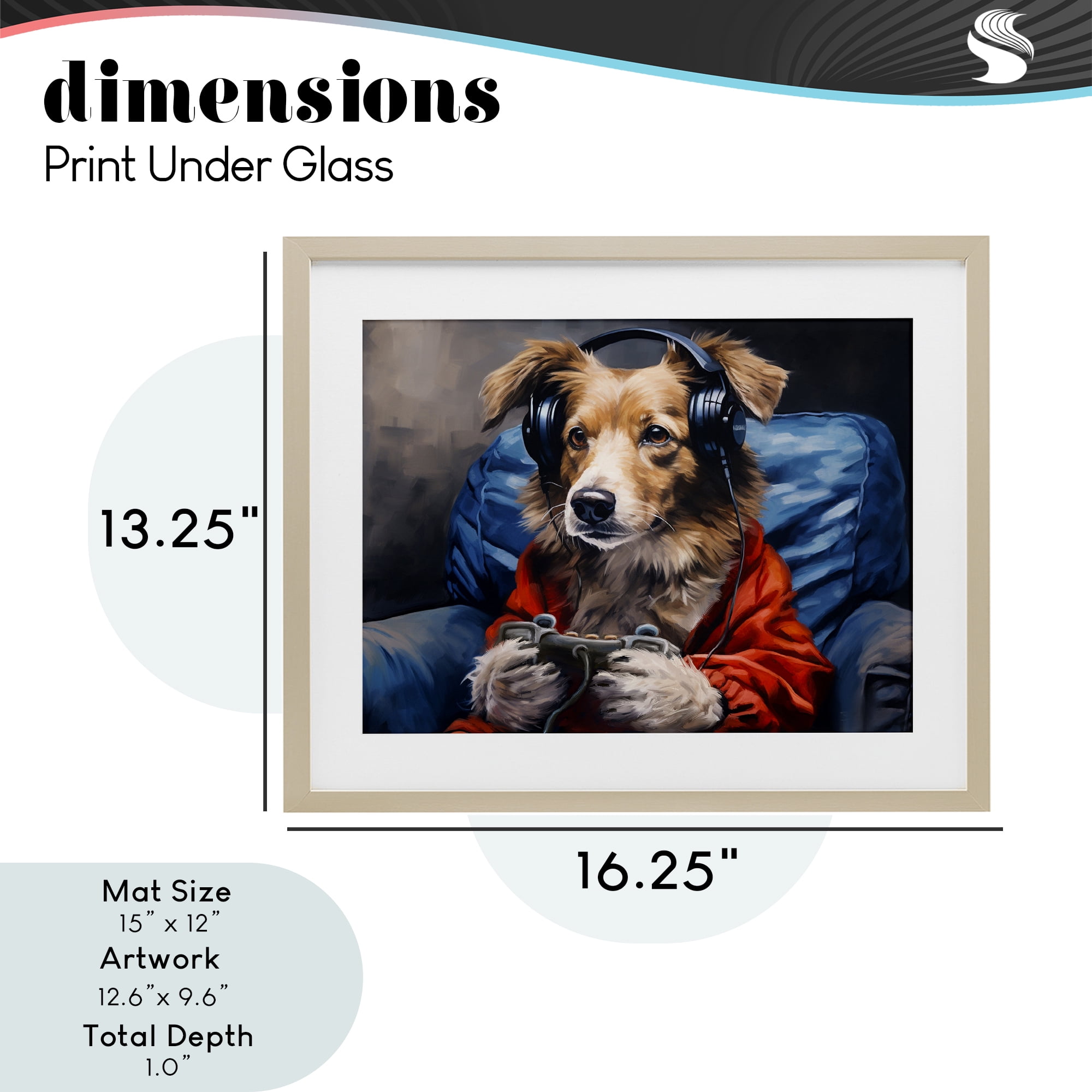Game Master Dog Birch Framed Print Under Glass, design by Shawna Stewart