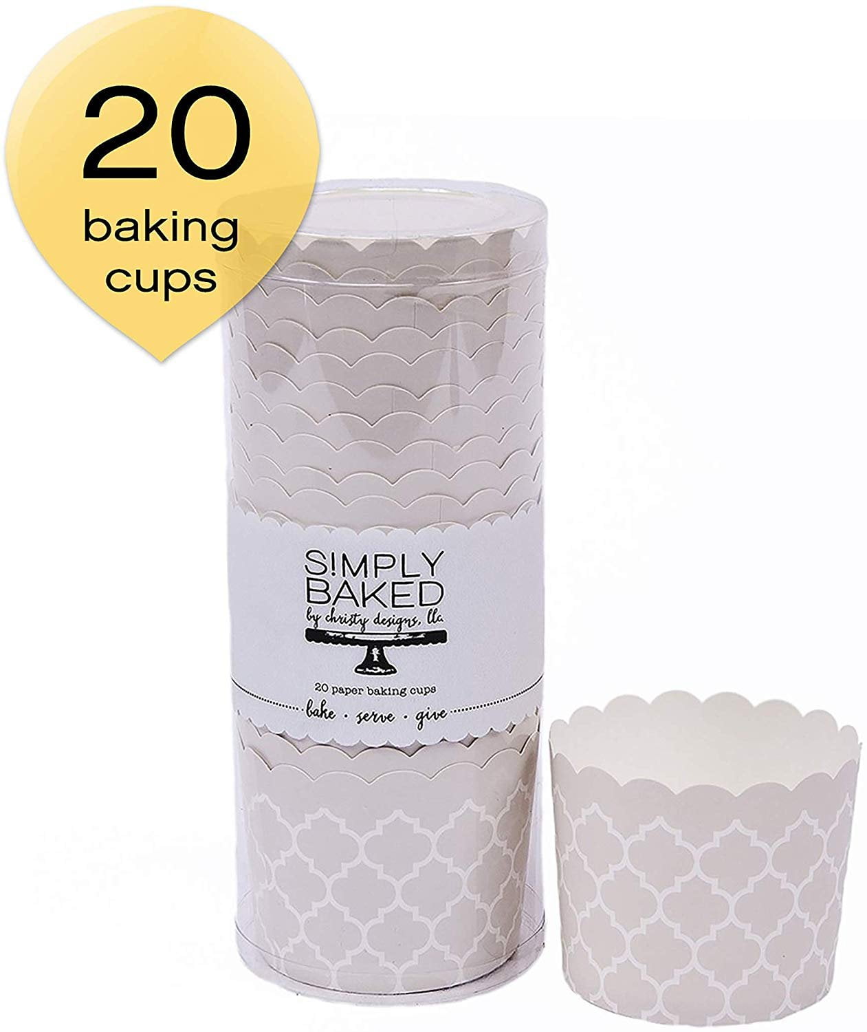 Simply Baked Large Paper Baking Cups Pearl Quadrafoil 20Pack