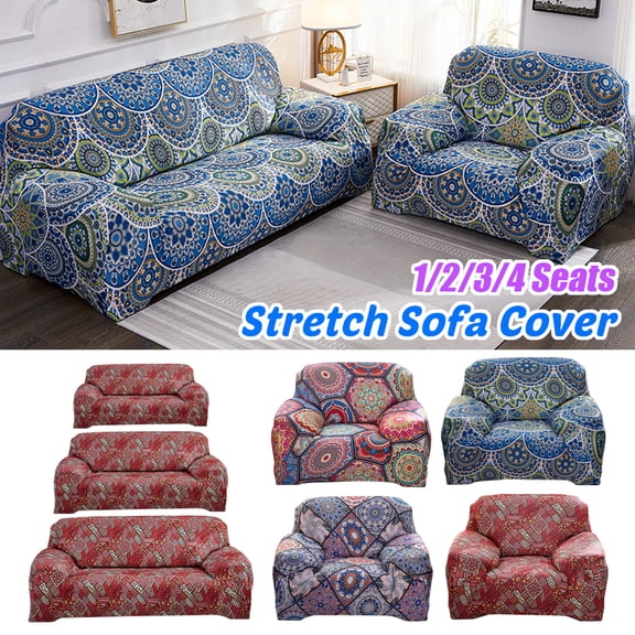 1/2/3/4Seater Stretch Sofa Slipcover Floral European Style Multicolor Polyester Spandex Couch Cover Non-Slip Bohemian Decor