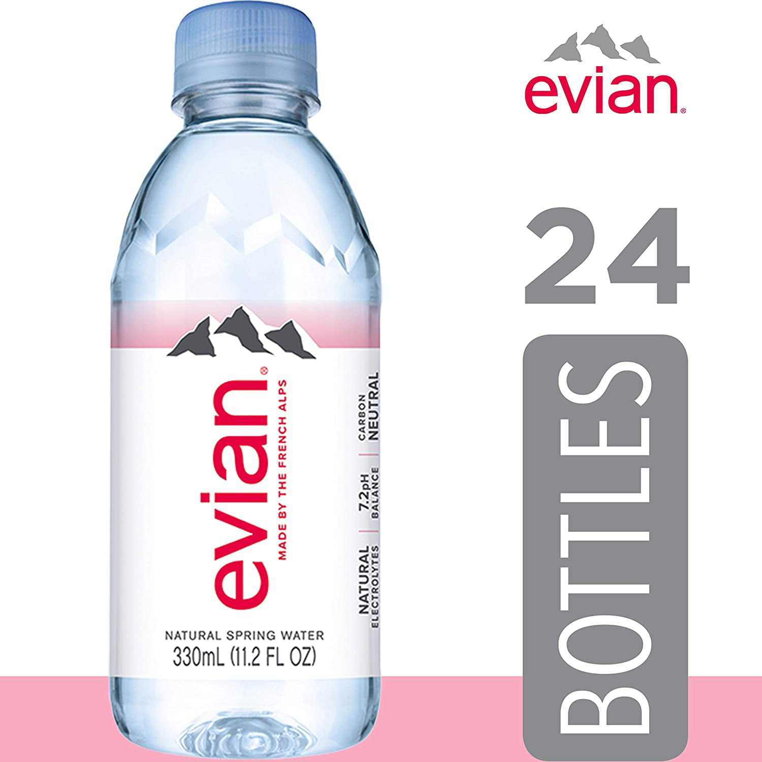 evian Natural Spring Water 330 mL/11.2 Fl Oz (Pack of 24) Mini-Bottles, Naturally Filtered Spring Water Small Water Bottles - 2