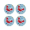 thumbnail image 2 of Kll Round Shape Drink Coasters Set Of 4,Pu Leather Absorbent Coasters Set Decorative Coffee Cup Coasters Housewarming Gift For Home Decor-Red Funny Crab On Blue Stripe, 2 of 9