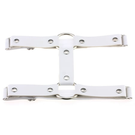 

Kironypik Women Elastic Leather Leg Garter Thigh-high Double Belts Round Rings Stocking Garters White