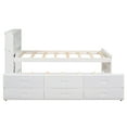 thumbnail image 4 of Euroco Wood Twin Size Platform Bed with Storage Headboard, Trundle Bed and 3 Drawers, USB Charging and Shleves for Kids Teens, White, 4 of 17