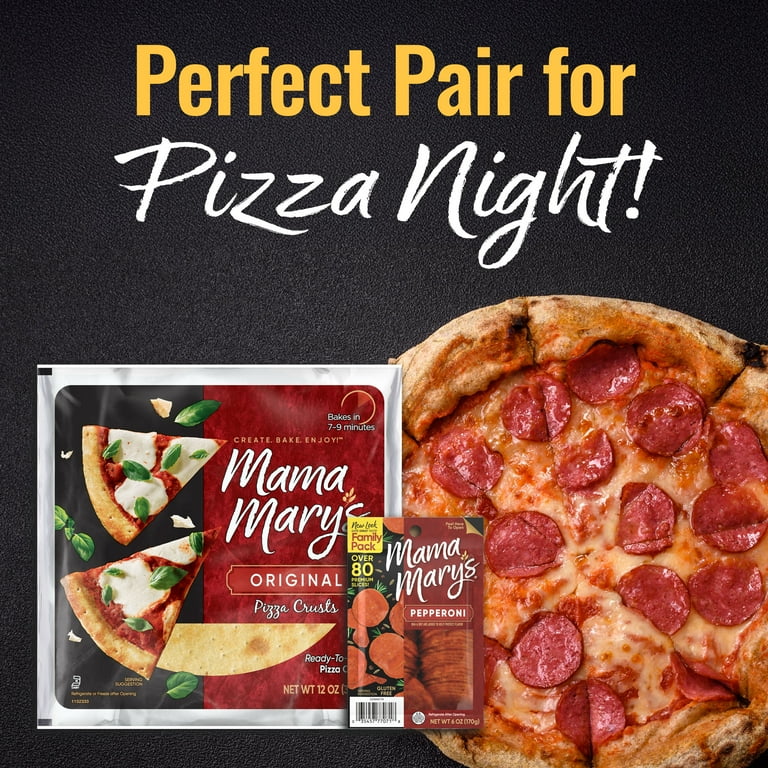 6 pack) Mama Mary's Original Pizza Crusts, Whole, Shelf-Stable, 7