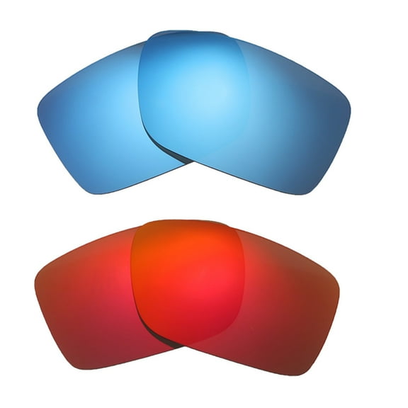 Walleva Polarized Fire Red   Ice Blue Replacement Lenses For Oakley Conductor 6 Sunglasses