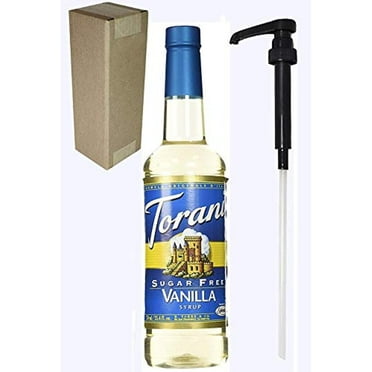 Torani Sugar Free Vanilla Flavoring Syrup, 750Ml (25.4 Fl Oz) Bottle Individually Boxed, With Black Pump
