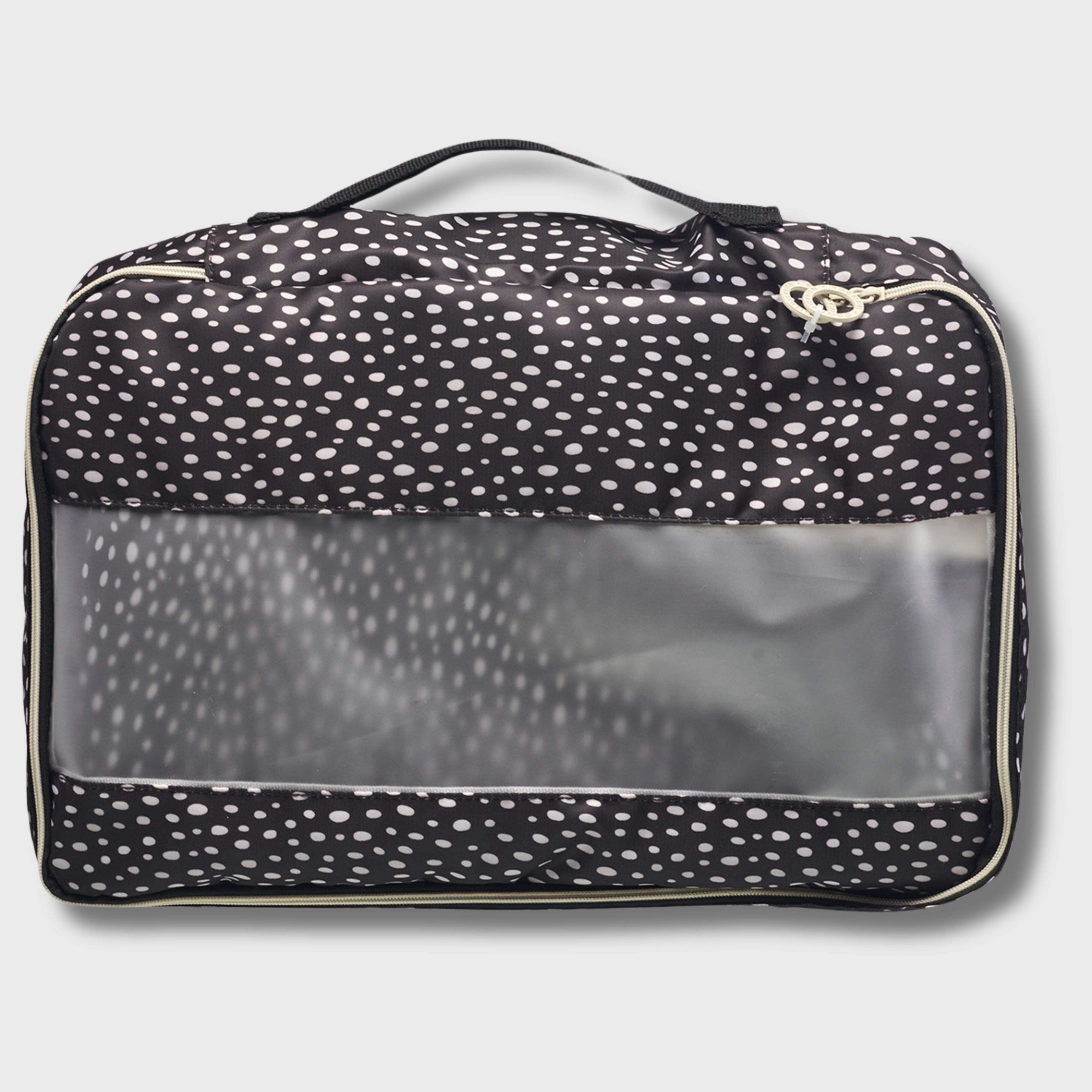 French Connection 6pc Packing Cube Set - Travel Storage Set (Polka Dot) in Black