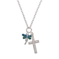 thumbnail image 2 of Delight Jewelry Silvertone Dragonfly with Green & Blue Wings I Set You Apart Engraved Cross Zoey Necklace, 28", 2 of 4