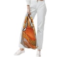 thumbnail image 4 of Shopping Bag 17.5×4.5×15in Crack Resistant Waterproof Super Large Capacity Reusable Extended Handle Can Be Carried Or One Shoulder Orange And White-Gold Marble, 4 of 8