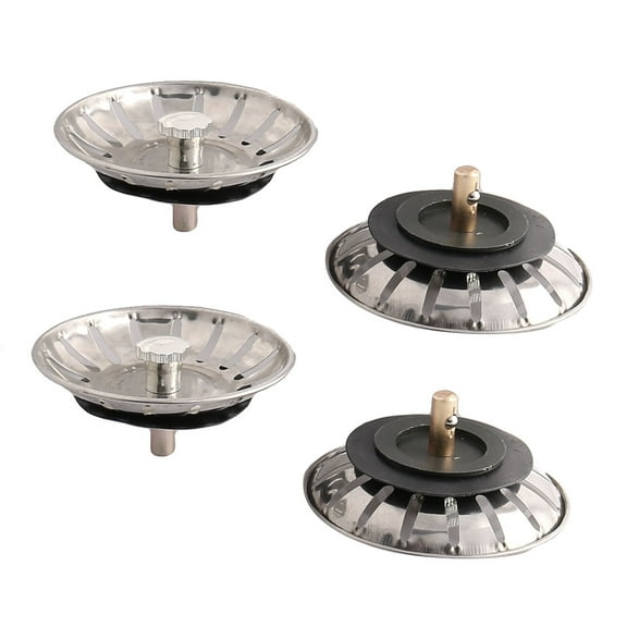 Household Kitchen Metal Filter Sink Drain Strainer Stopper Silver Tone 4 Pcs