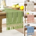 thumbnail image 2 of OIUR Boho Knitted Table Runner Handmade Rustic Table Runner with Tassels Cotton Linen Farmhouse Table Runner for Dining Table Sideboard Dresser Decor, 2 of 7