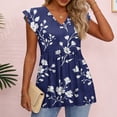 thumbnail image 5 of ADSSDQ Womens Summer Print Tank Tops 2026 Babydoll Shirts Ruffle Sleeve Spring Dressy Casual Loose Blouses Dark Blue L, 5 of 7