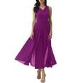 thumbnail image 2 of INSPIRE CHIC Women's Wide Leg Jumpsuits Chiffon V Neck Cocktail Sleeveless Jumpsuit S Purple, 2 of 6