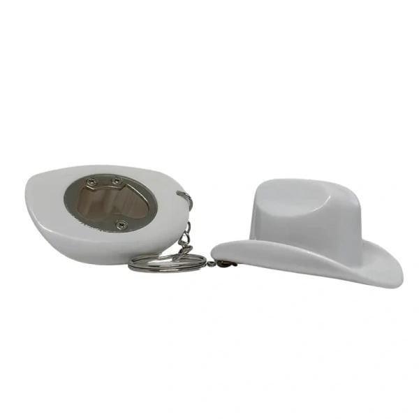 Abridor de botellas con forma de sombrero de vaquero | Llavero rústico estilo western, material ABS, abridor de cerveza portátil, accesorio decorativo para bar, regalo para hombre,