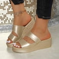 thumbnail image 2 of ShiShine Womens Double Strap Wedge Slide Sandals Comfortable Sole Slip On Summer Casual Sandals, 2 of 9