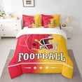 thumbnail image 2 of jejeloiu Rugby Ball 7pcs Bedding Comforter Set,Red Yellow Queen Bedding Sets For Boys Kids Reversible, 2 of 8